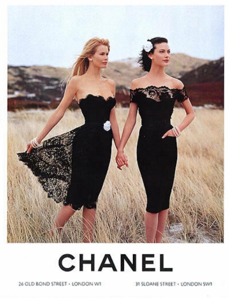 CHANEL 95年　Vintage ブラックドレス Chanel Vintage Fall 1995 Black Floral Lace Sweetheart