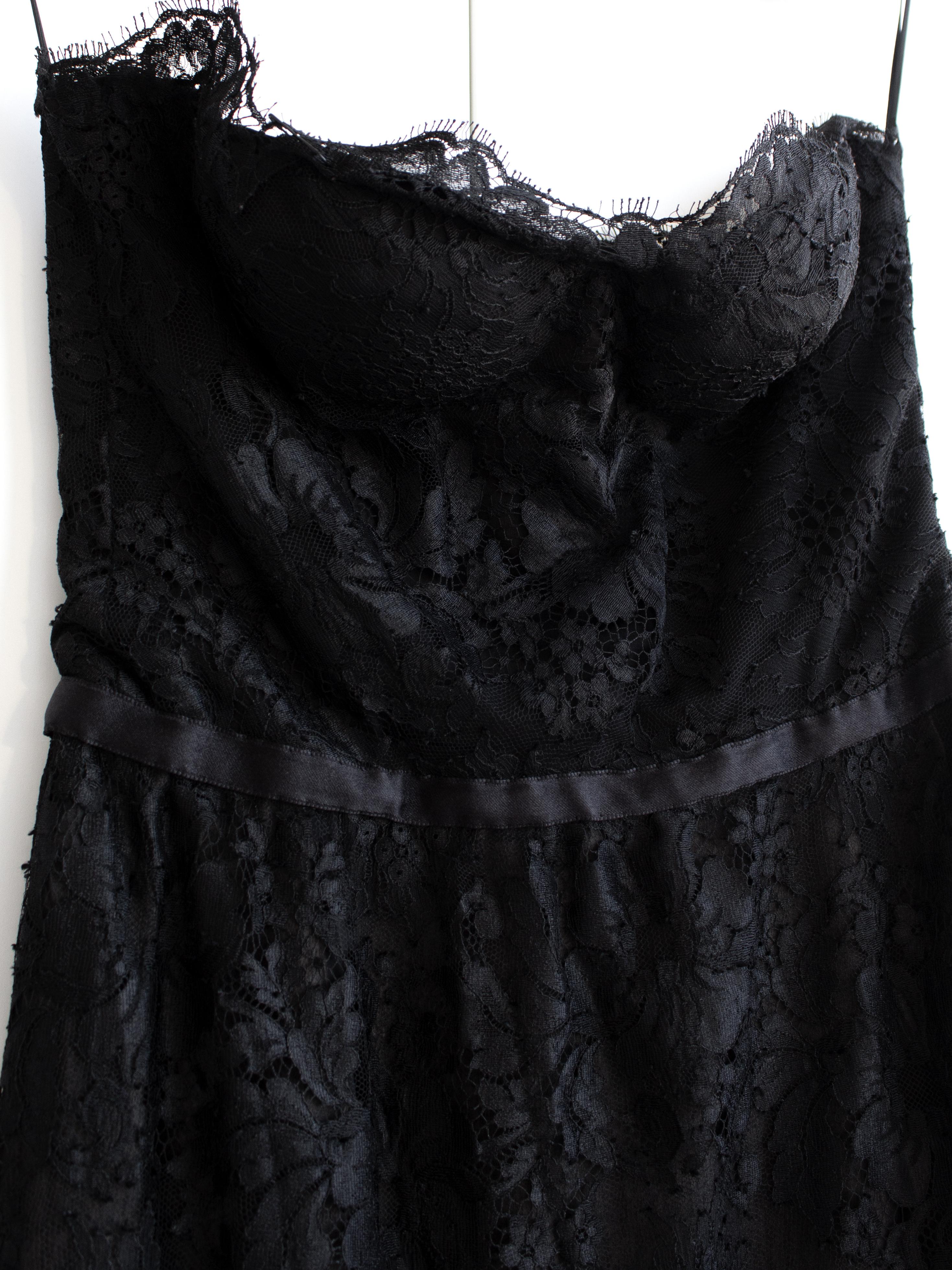 Chanel Vintage Fall 1995 Black Floral Lace Sweetheart Bustier LBD 95A Dress 1