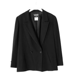 Chanel Vintage Fall 1998 Black Seam Detail Wool Jacket