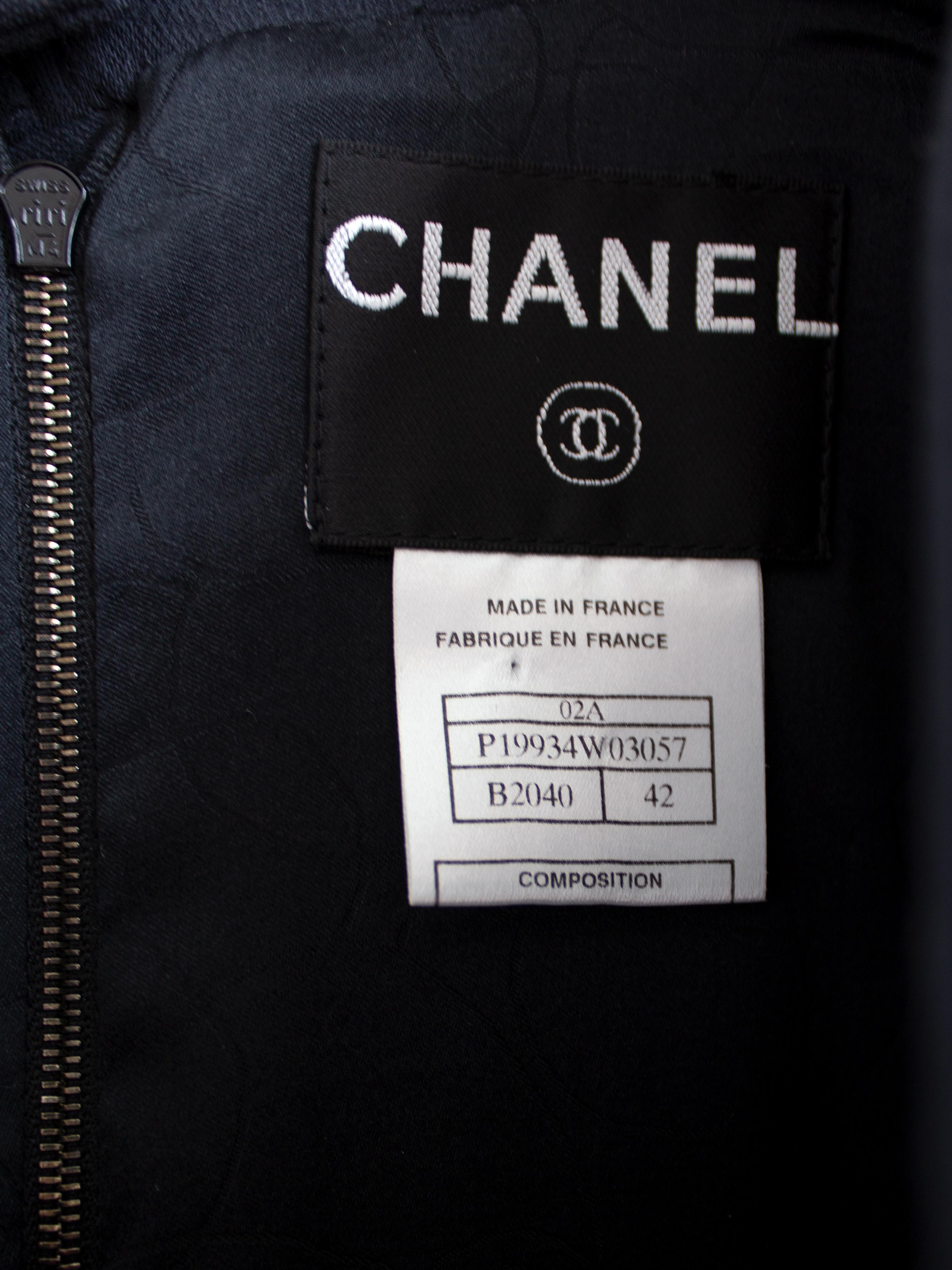 Chanel Vintage Fall 2002 Navy Blue Embellished Silver Crystal 02A Top Jacket For Sale 3
