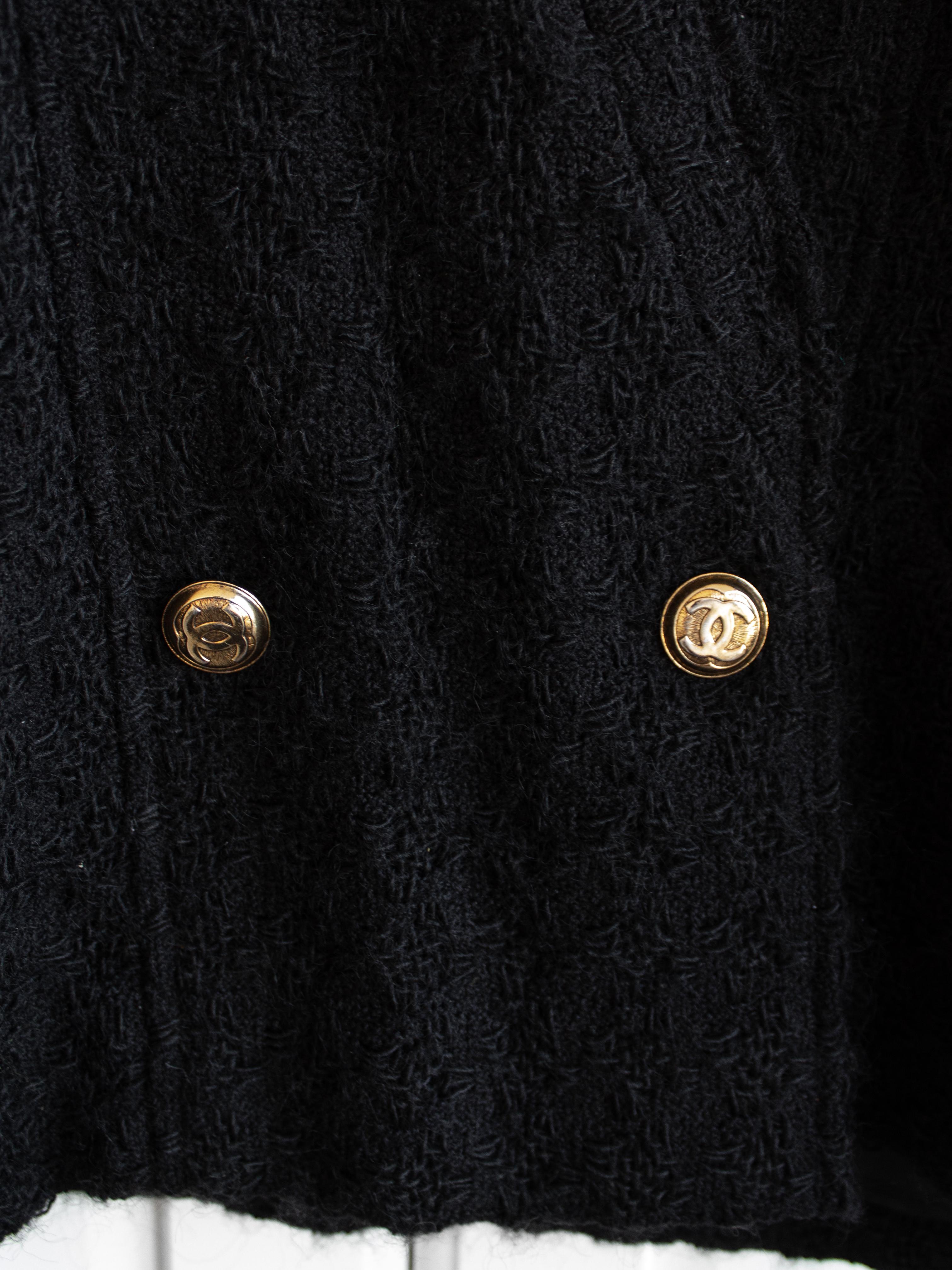 Chanel Vintage Fall Winter 1985 Black Gold 1980s LBJ Tweed Jacket Skirt Suit 5