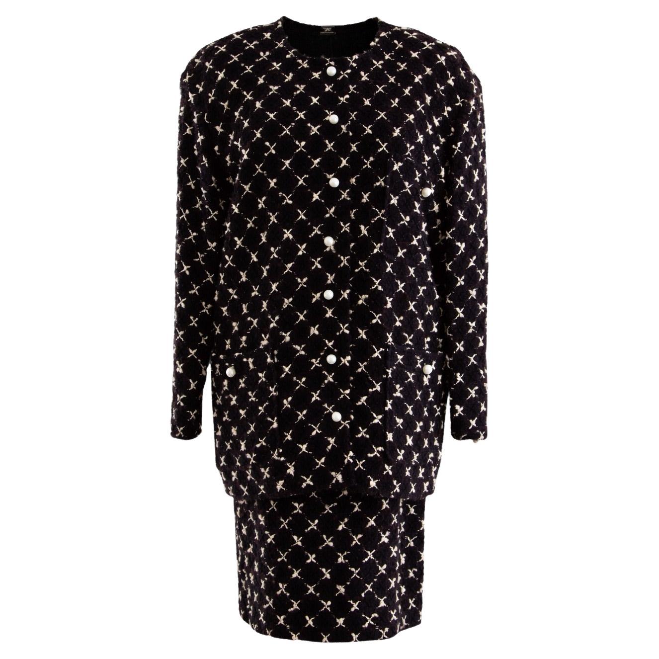 Chanel Vintage Fall/Winter 1987 Black & White “X” Tweed Jacket & Skirt Suit
