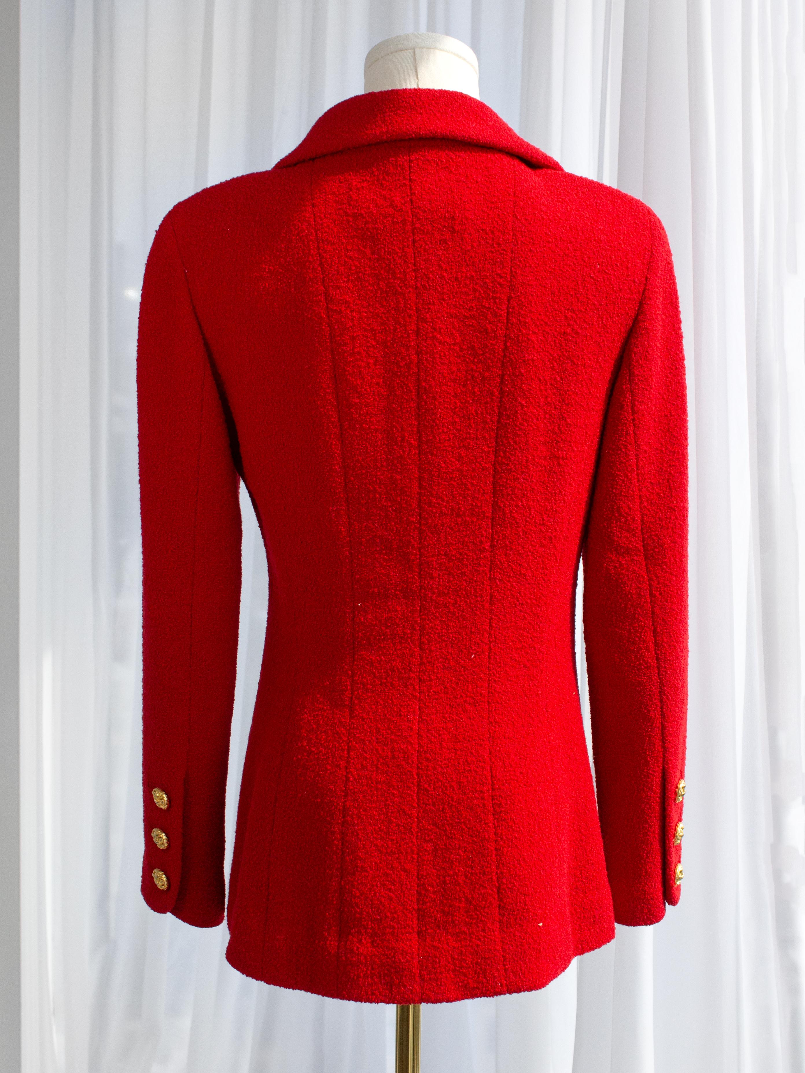 Chanel Vintage Fall/Winter 1992 Runway Parisian Red Gold Tweed Jacket 4