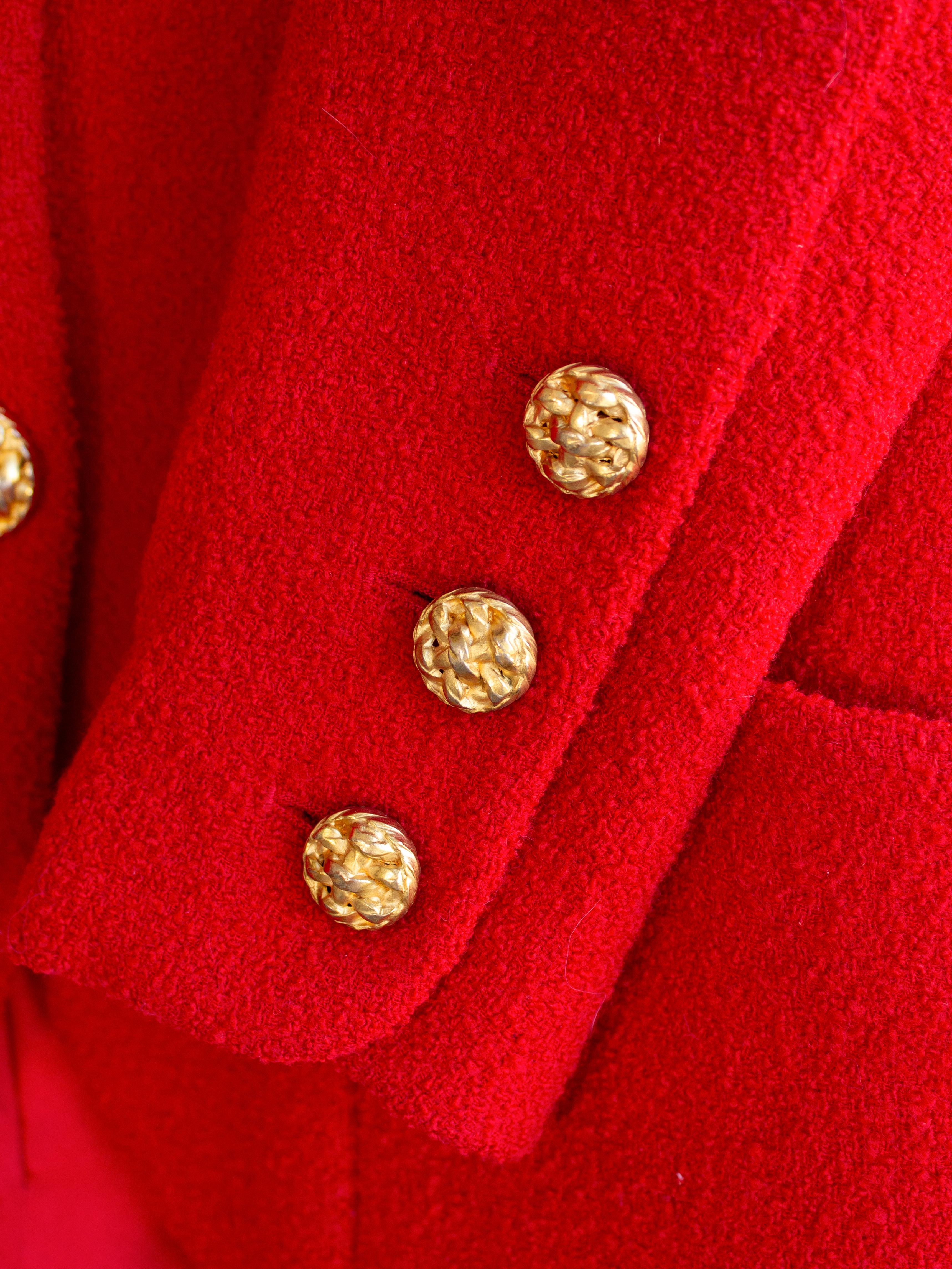 Chanel Vintage Fall/Winter 1992 Runway Parisian Red Gold Tweed Jacket Skirt Suit 7