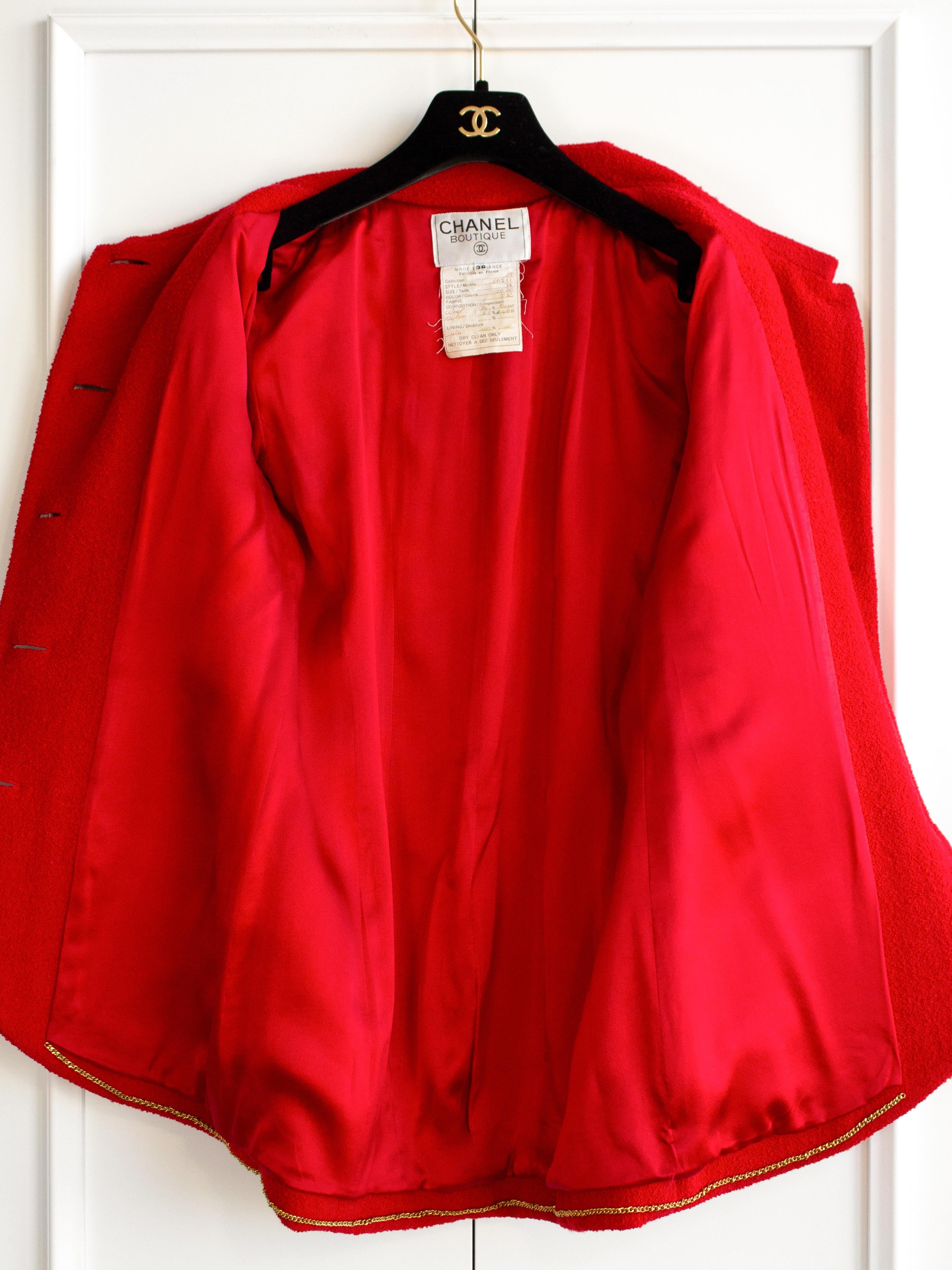 Chanel Vintage Fall/Winter 1992 Runway Parisian Red Gold Tweed Jacket Skirt Suit 9
