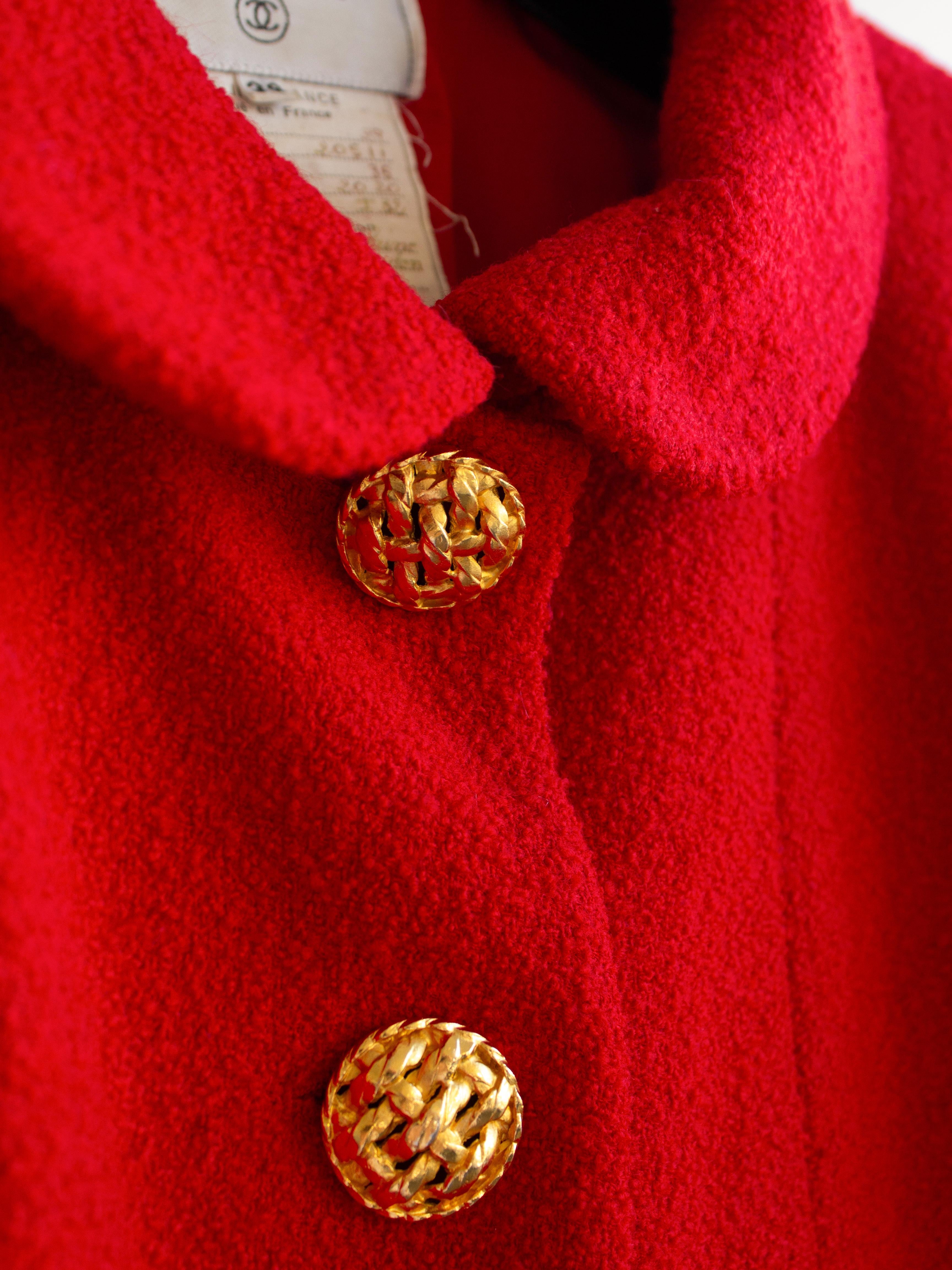 Chanel Vintage Fall/Winter 1992 Runway Parisian Red Gold Tweed Jacket Skirt Suit 4
