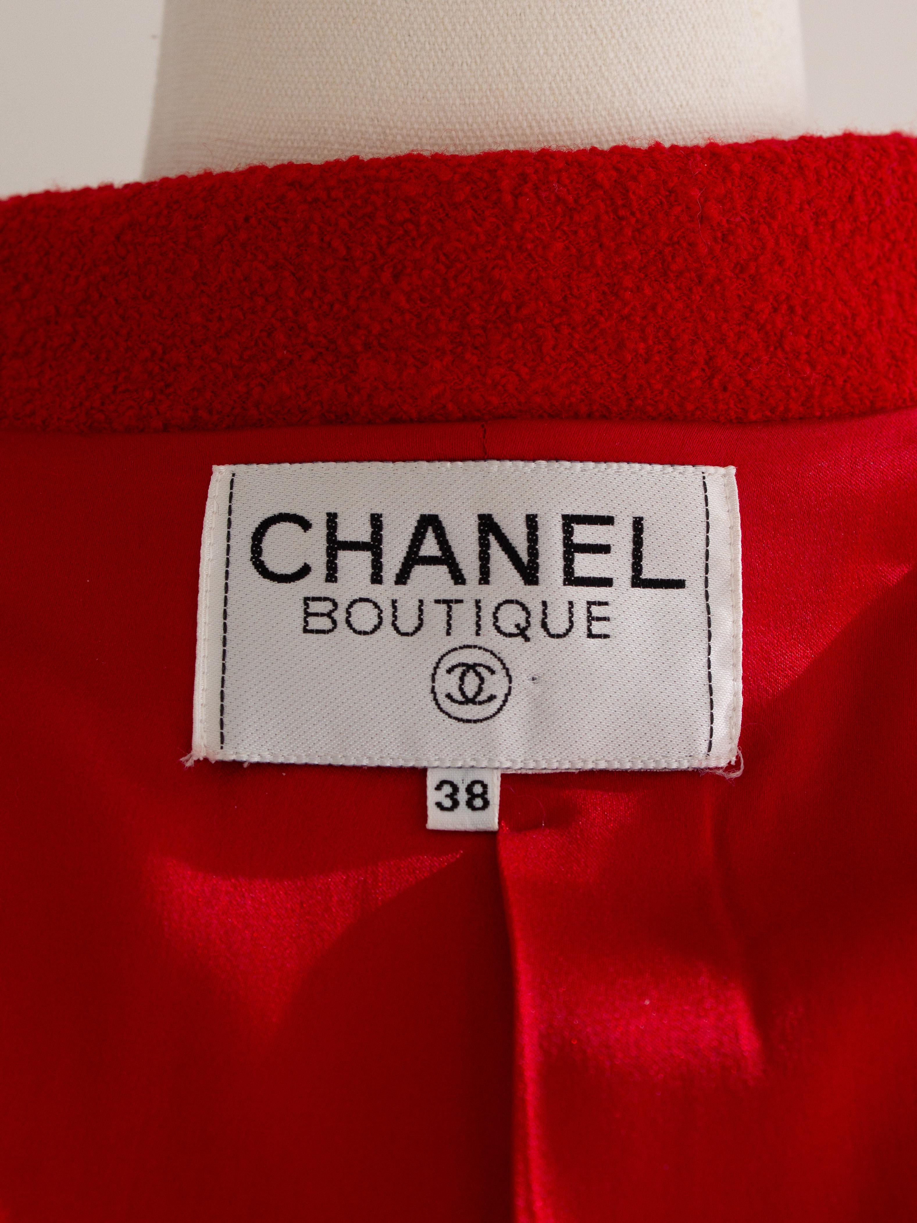 Chanel Vintage Herbst/Winter 1992 Runway Pariser Rot Gold Tweed Jacke Anzug im Angebot 11