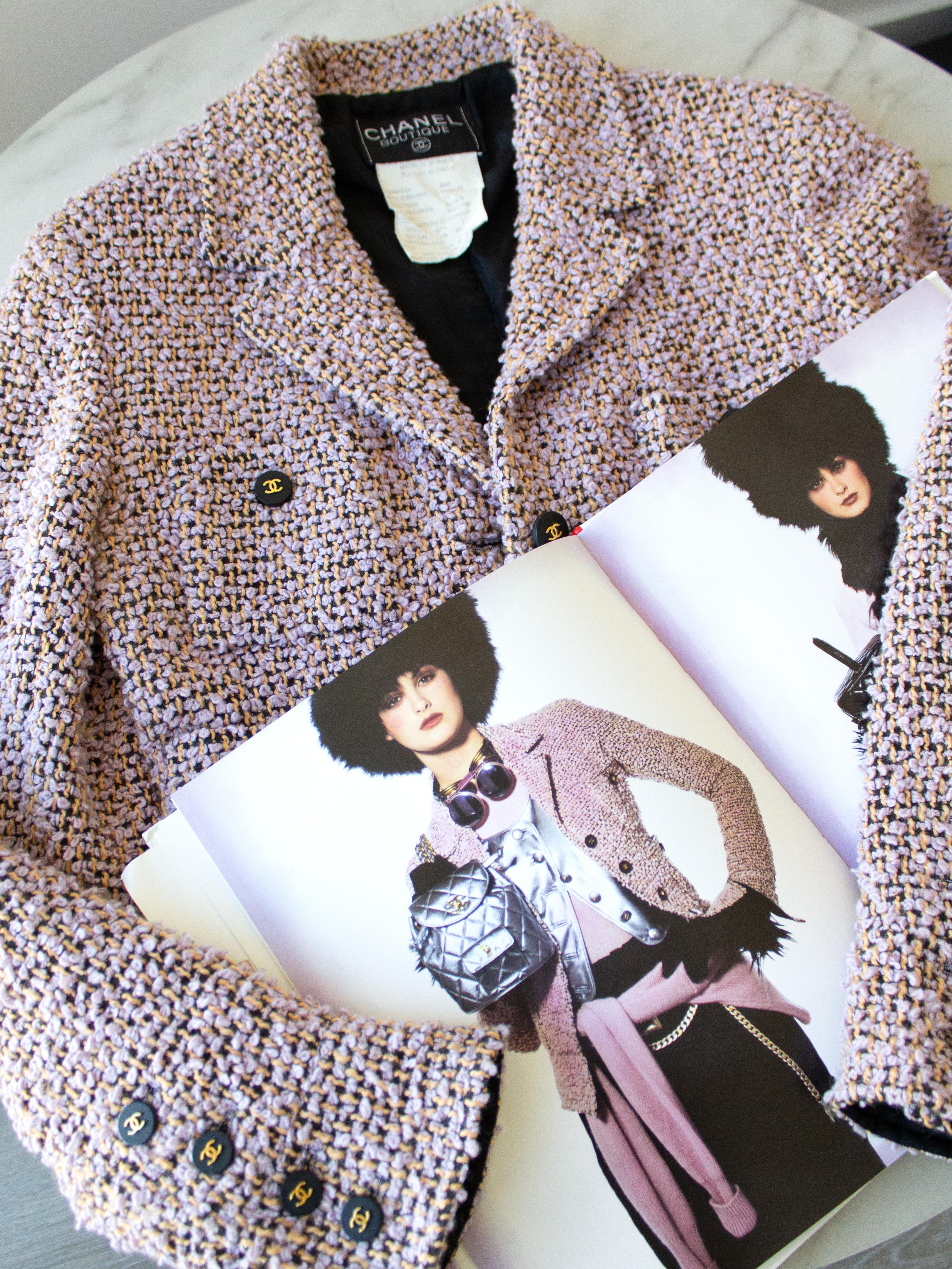 Chanel Vintage Fall Winter 1994 Lilac Orange Black Fantasy Tweed 94A Jacket Suit 13