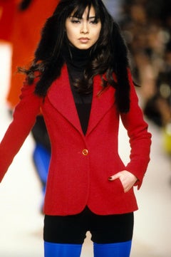 Chanel Vintage Fall/Winter 1994 Red Wool Tweed CC 94A Blazer Jacket
