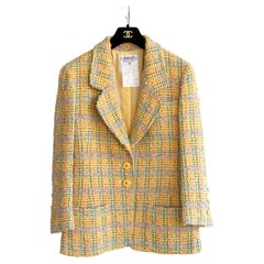 CHANEL  MULTICOLOR TWEED JACKET WITH MATCHING BRA AND BLOUSE