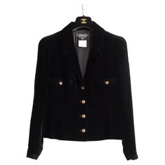 Chanel Vintage Fall/Winter 1996 Black Velvet Multicolor Gold Gripoix Jacket