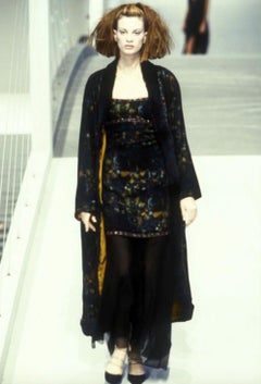 Chanel Vintage Fall/Winter 1997 Black Green Watercolor Beaded 97A Gown Dress