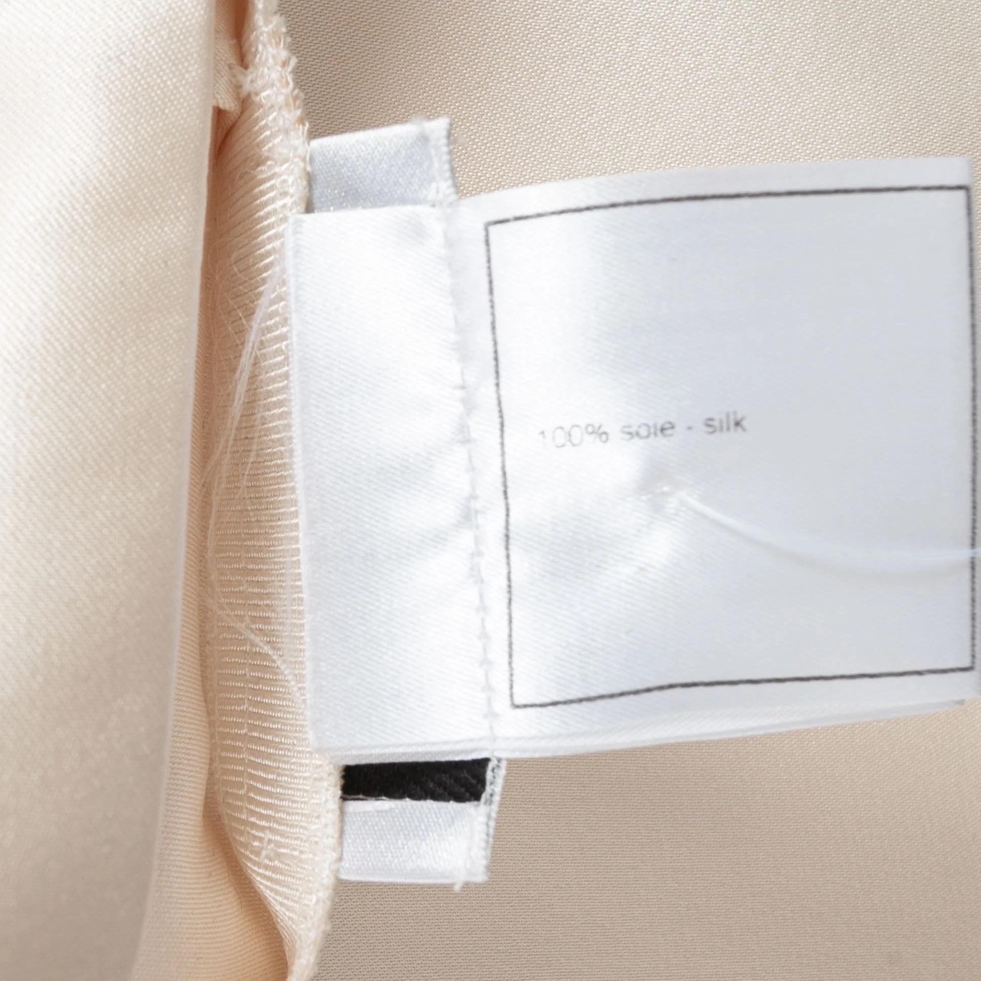 Chanel Vintage Fall2003 White and Black Trim Silk CC Skirt For Sale 3