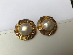 Chanel Vintage Faux Pearl Clip-On Earrings