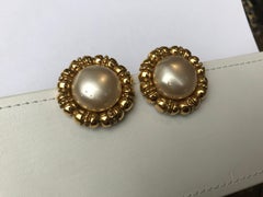 Chanel Vintage Faux Pearl Clip-On Earrings