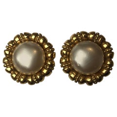 Chanel Vintage Faux Pearl Clip-On Earrings