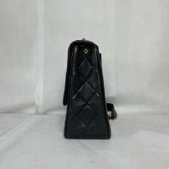Chanel Vintage Flap Bag Medium Black Lambskin Leather Mega CC Gold Hardwarei