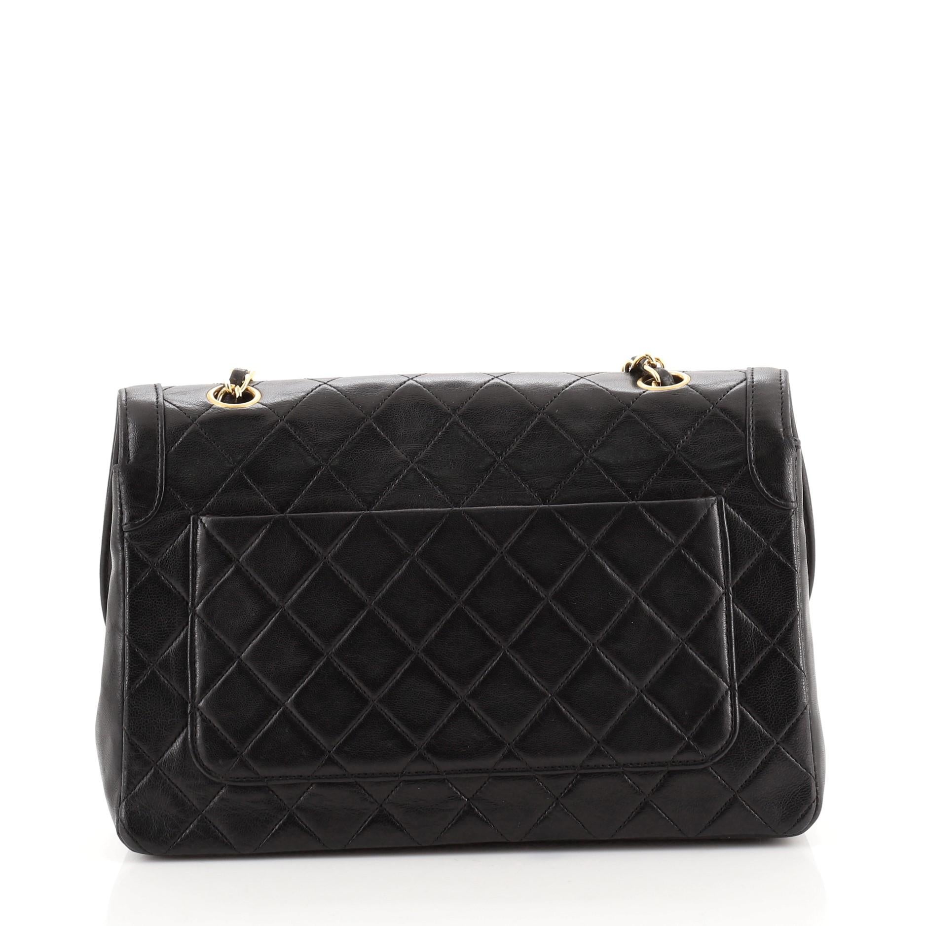 Black Chanel Vintage Flap Bag Quilted Lambskin Medium
