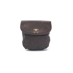 Chanel Vintage Flap Belt Bag Mini Dark Brown Lambskin Leather Gold-tone Hardware