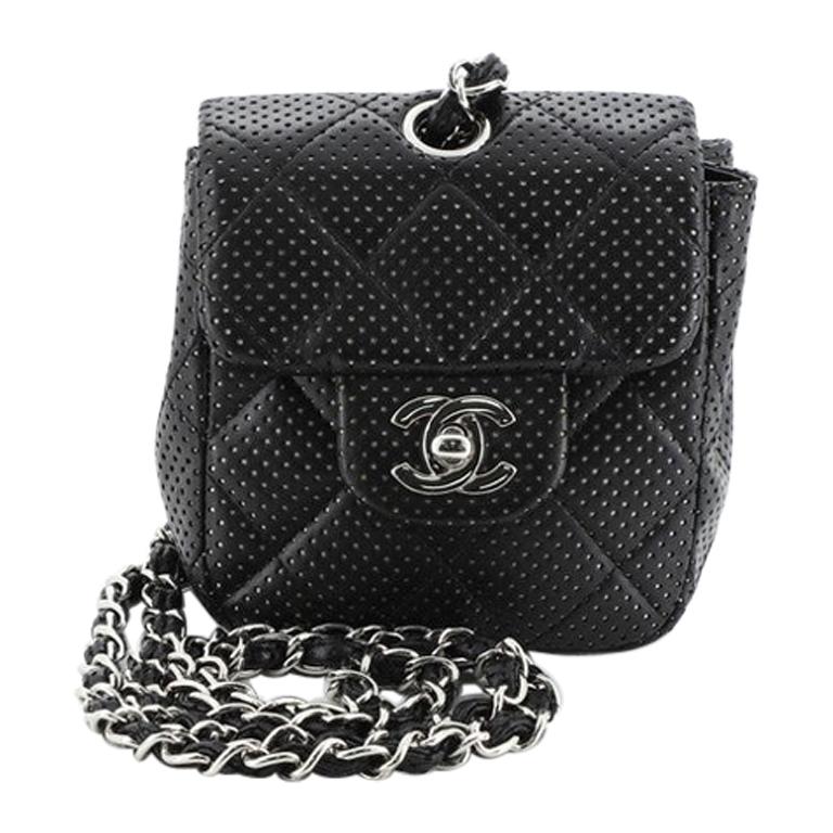 CHANEL Perforated Lambskin Quilted Mini Rectangular Flap Light