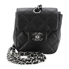 Chanel Vintage Flap Crossbody Bag Quilted Perforated Lambskin Mini