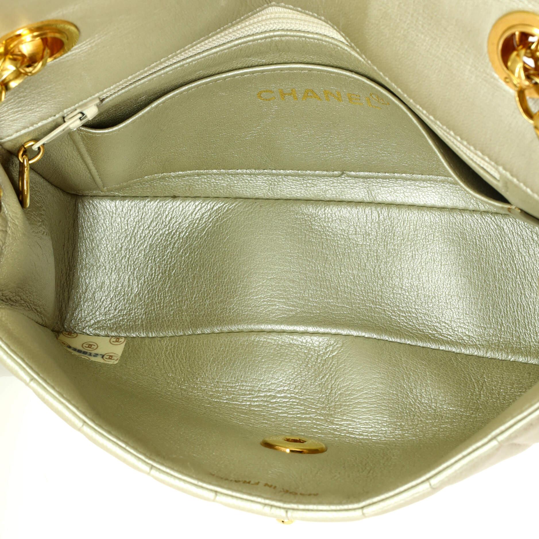 Chanel Vintage Flap Shoulder Bag Metallic Lambskin Mini 1