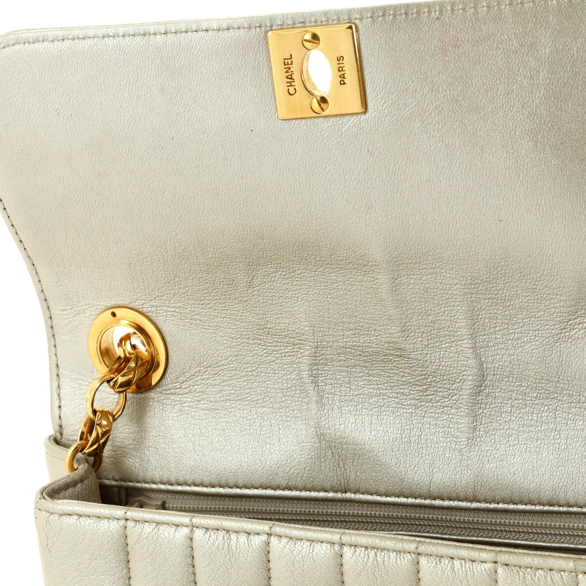 Chanel Vintage Flap Shoulder Bag Metallic Lambskin Mini 2