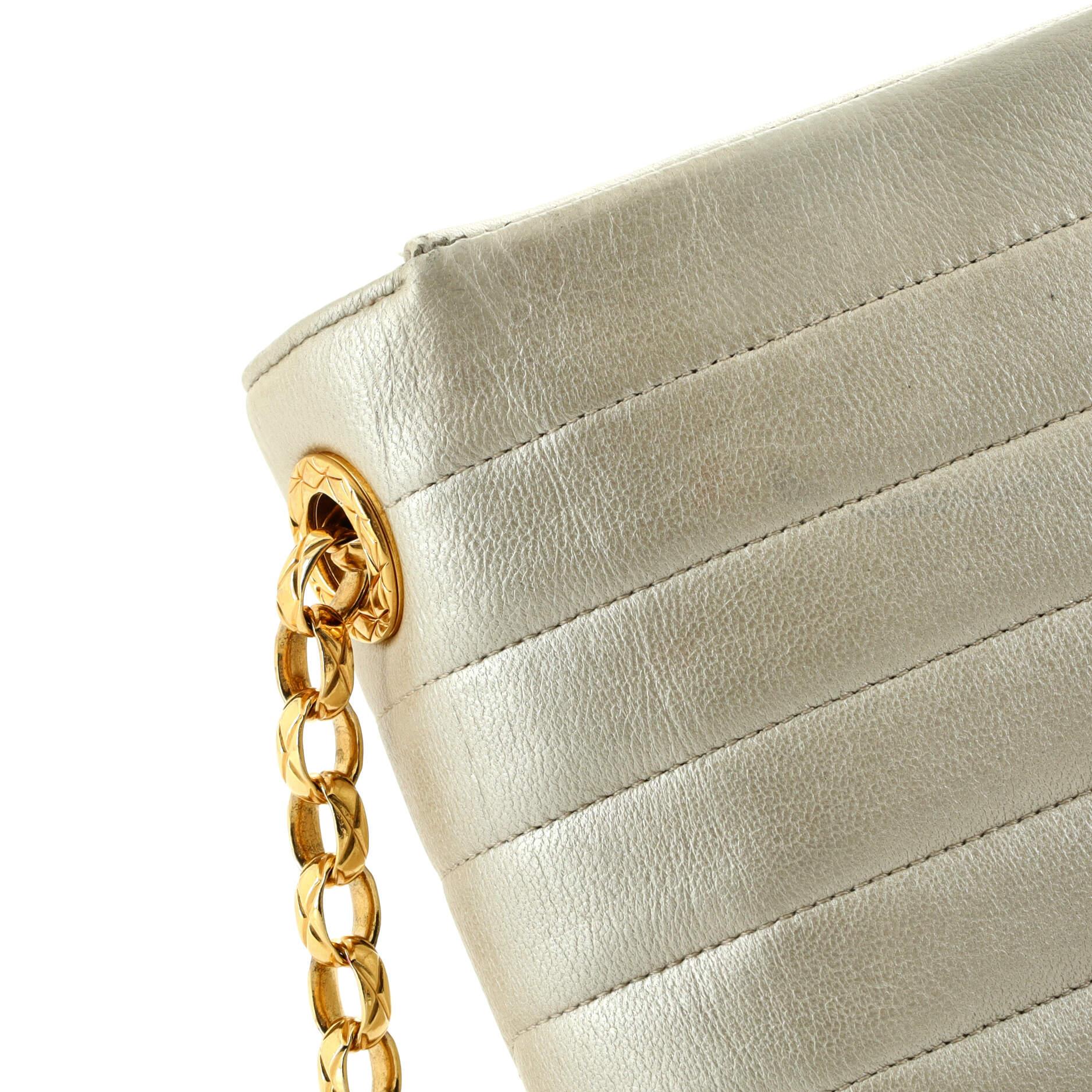Chanel Vintage Flap Shoulder Bag Metallic Lambskin Mini 3