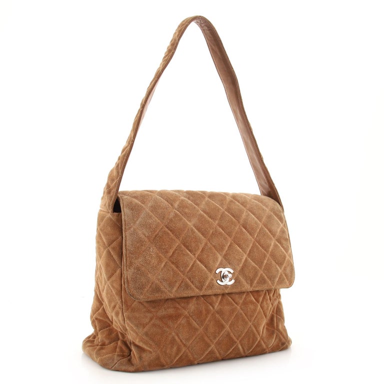 Vintage Chanel Quilted Suede Hobo Bag