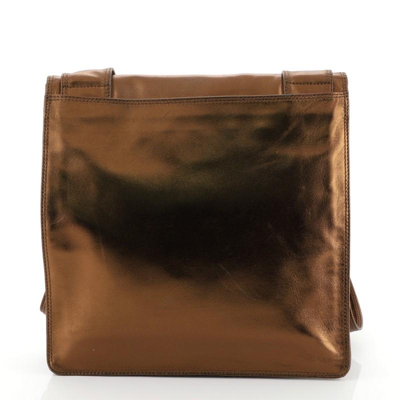 Brown Chanel Vintage Flat Crossbody Bag Leather Medium