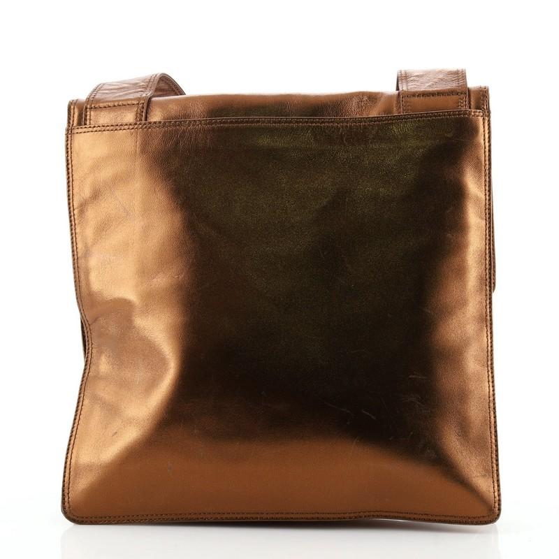 Brown Chanel Vintage Flat Crossbody Bag Leather Medium