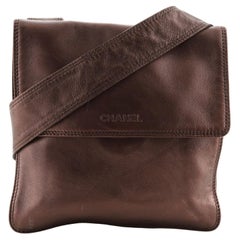 Chanel Vintage Flat Flap Crossbody Bag Leather Small