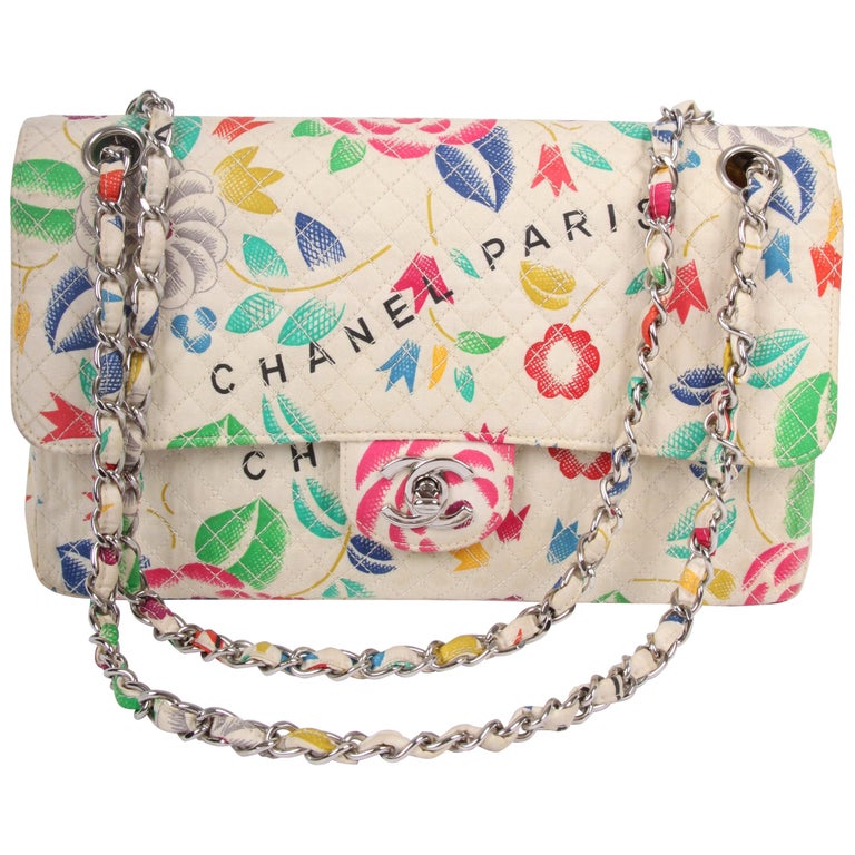 Chanel Vintage Flower Print multicolor Single Flap Bag, 19961997 For
