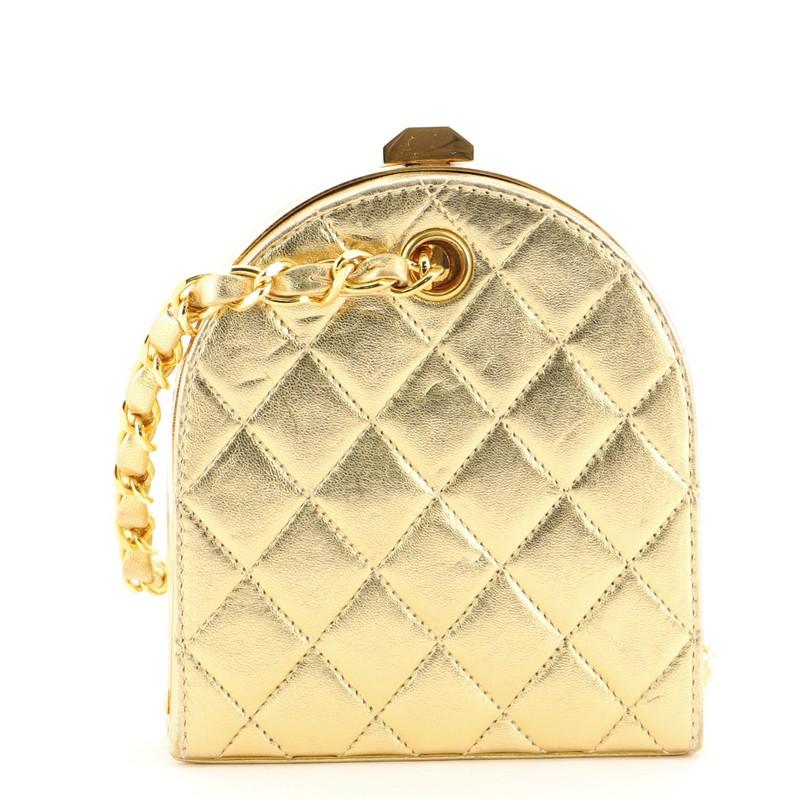 Chanel Vintage Frame Clutch Bag Quilted Leather Mini In Good Condition In NY, NY