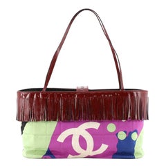 Chanel Vintage Fringe CC Tote Quilted Printed Canvas Medium Chanel Vintage Fringe CC Tote Quilted Printed Canvas Medium
