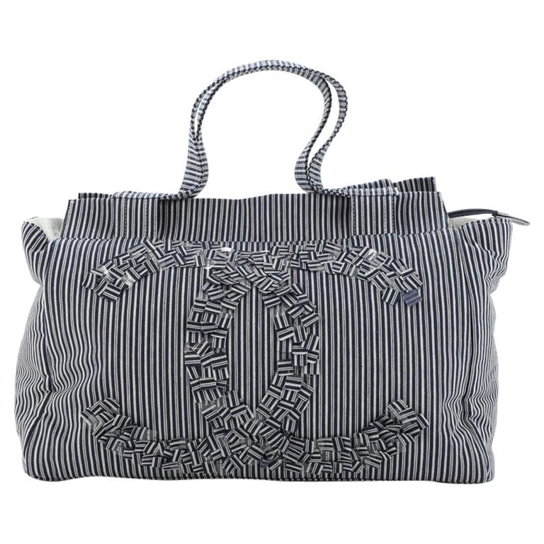 striped canvas tote