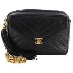 Chanel Vintage Sac de poche avant pour appareil photo Chevron Lambskin Medium