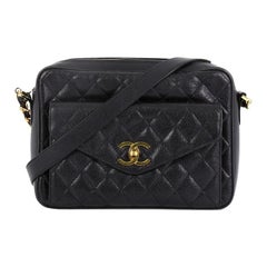Chanel Vintage Front Pocket Camera Bag Quilted Caviar Medium