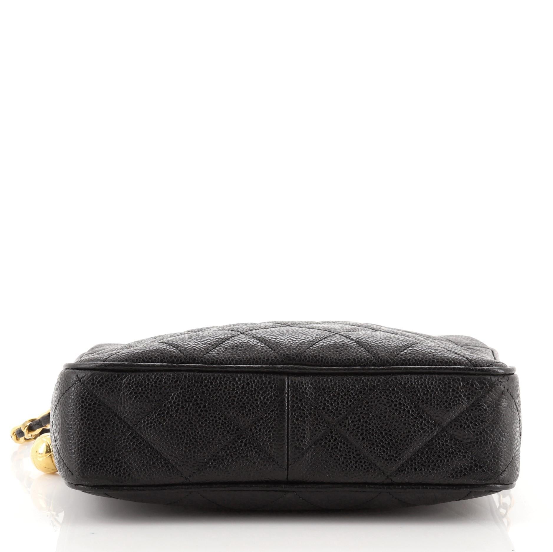Chanel Vintage Front Pocket Camera Bag Quilted Caviar Small In Good Condition In NY, NY