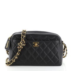 Chanel Vintage Front Pocket Camera Bag Quilted Caviar Small 