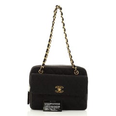 Sac à appareil photo Chanel vintage à poche avant en jersey matelassé moyen