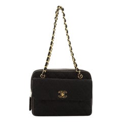Sac à appareil photo Chanel vintage à poche avant en jersey matelassé moyen