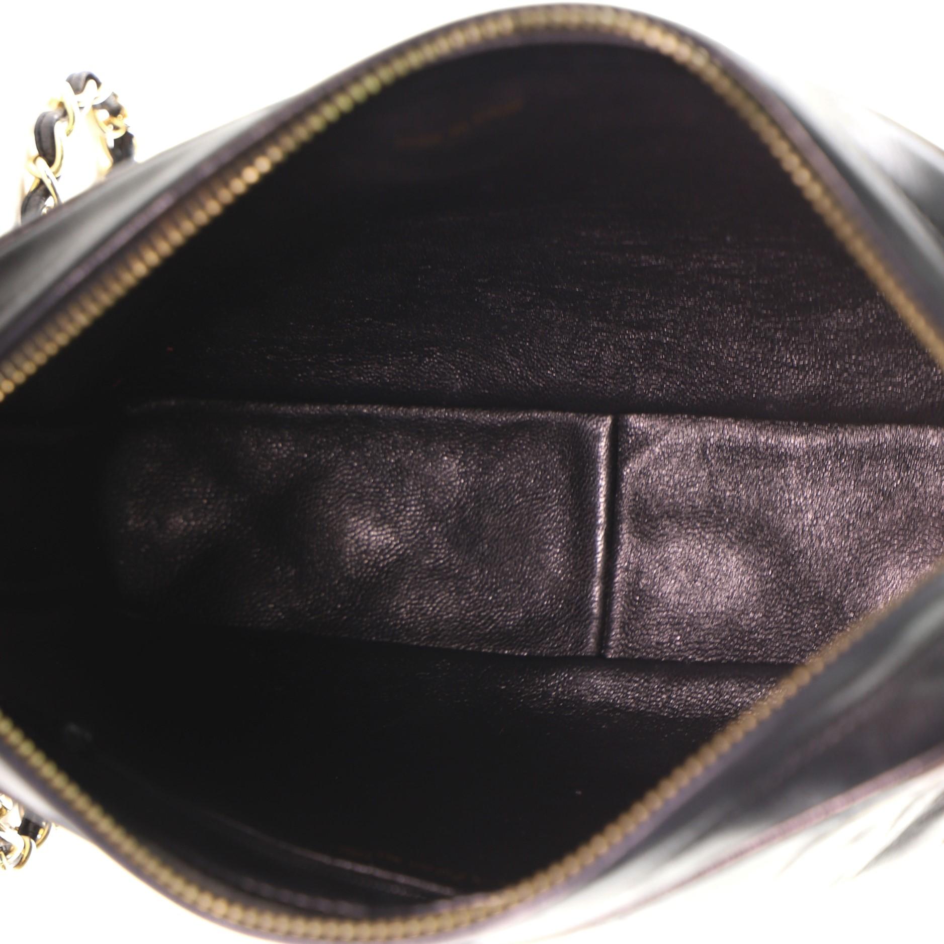 Black Chanel Vintage Front Pocket Camera Bag Quilted Lambskin Medium