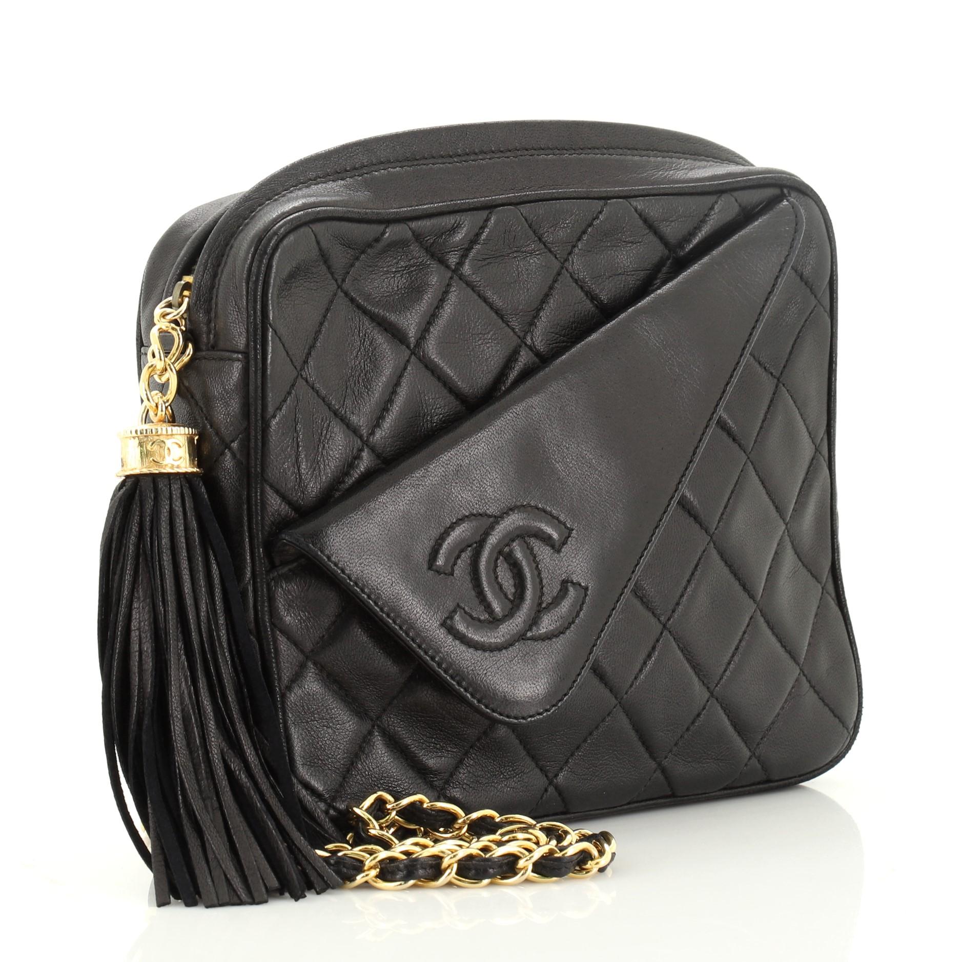 Chanel Vintage Front Pocket Camera Bag Quilted Lambskin Small In Fair Condition In NY, NY