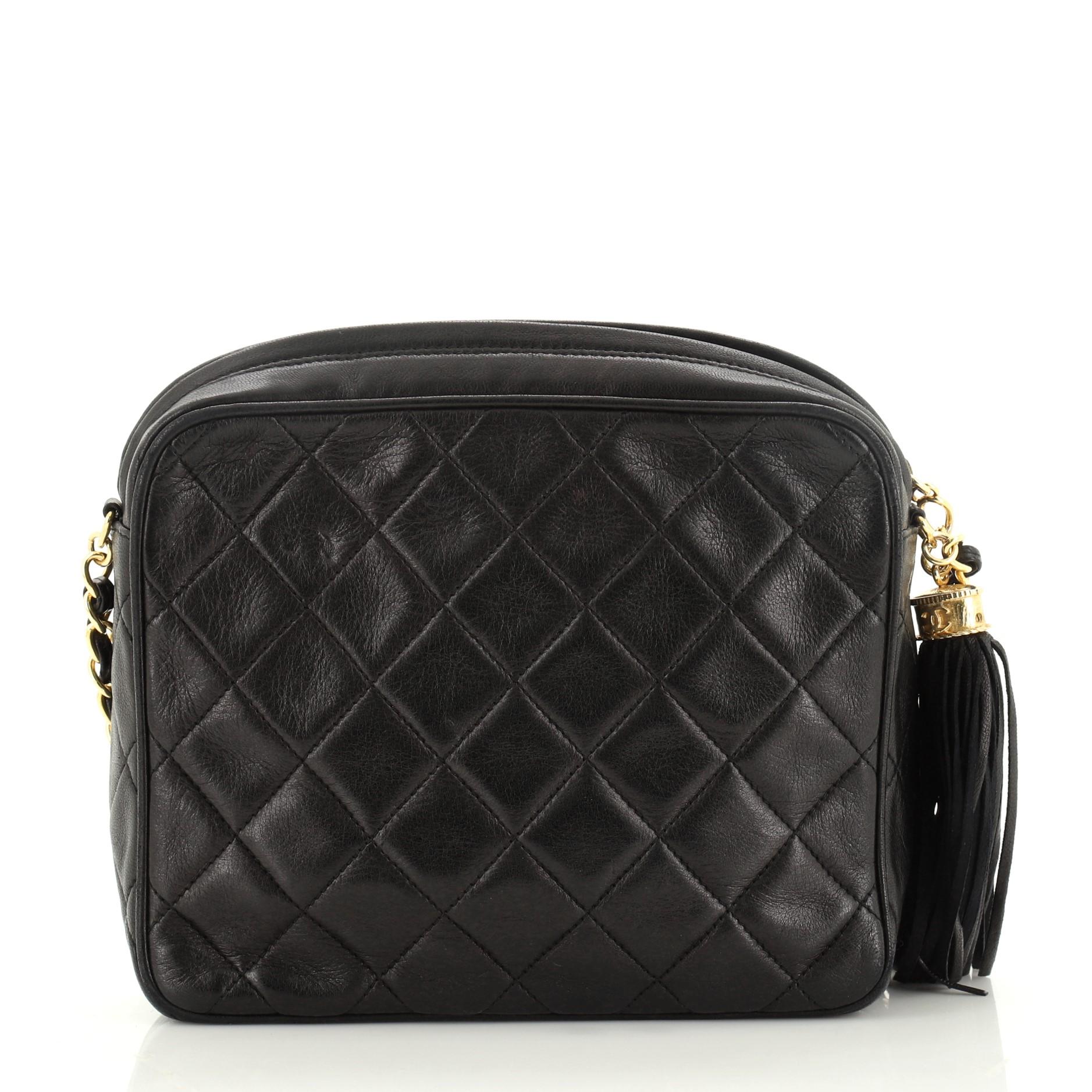 Women's or Men's Chanel Vintage Front Pocket Camera Bag Quilted Lambskin Small