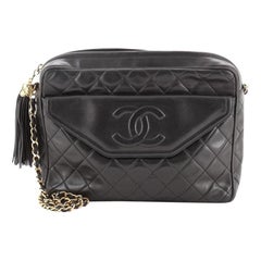 Chanel Vintage Front Pocket Kameratasche gesteppt Leder groß