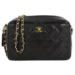 Chanel Vintage Front Pocket Camera Bag Quilted Leather Large