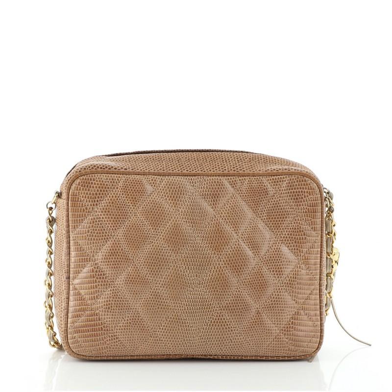 Chanel Vintage Front Pocket Camera Bag Quilted Lizard Small In Good Condition In NY, NY