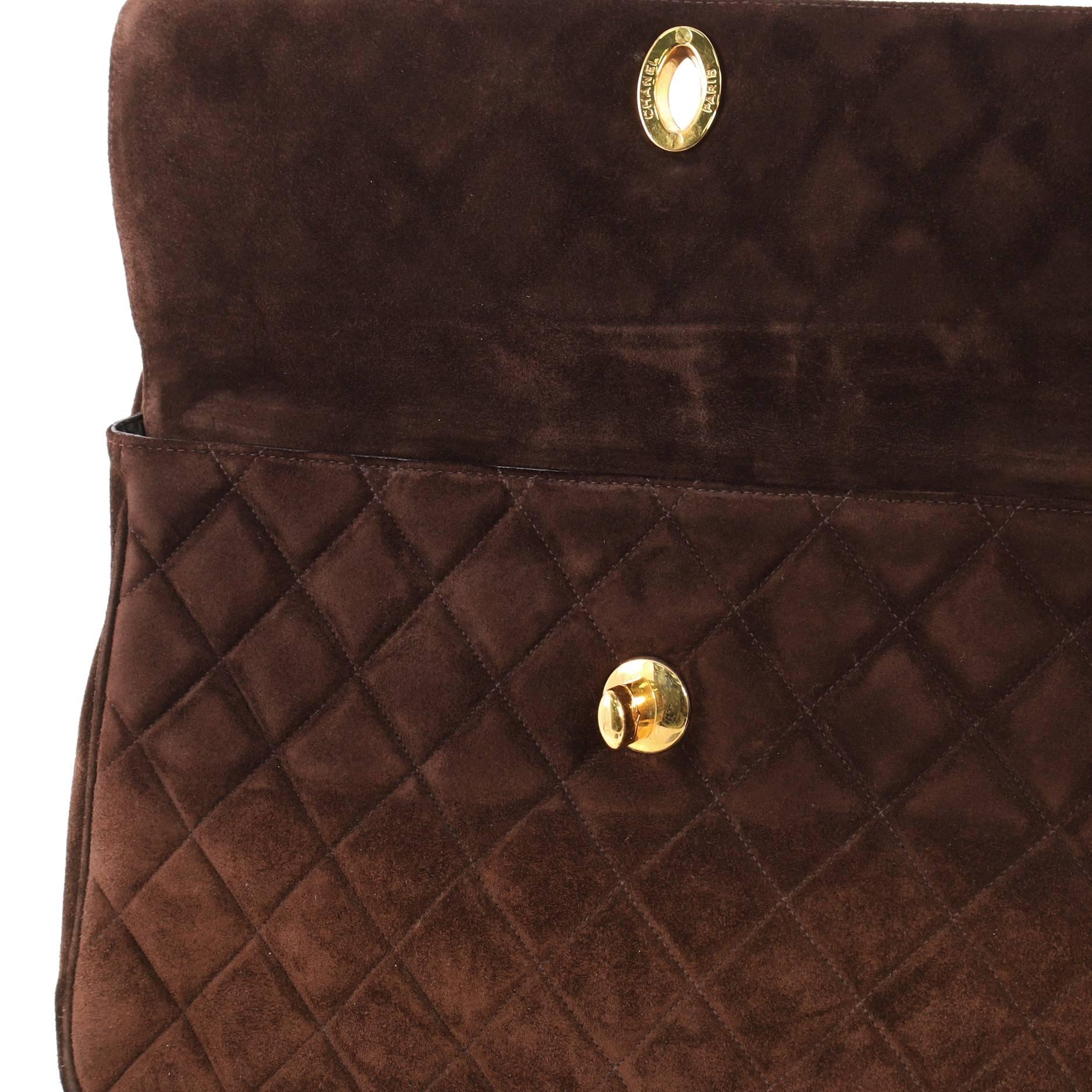 Chanel Vintage Front Pocket Camera Bag Quilted Suede Maxi 1