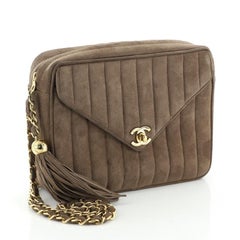 Chanel Vintage Front Pocket Camera Bag Quilted Suede Medium